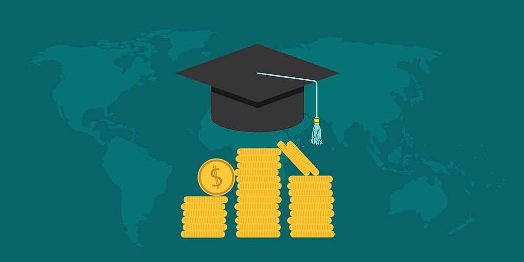 Scholarship College With Cap And Money Coin Vector